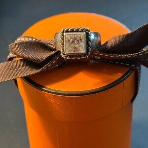 Silpada .925 Sterling Cubic Zirconia Ring with Braided Frame - Size 6